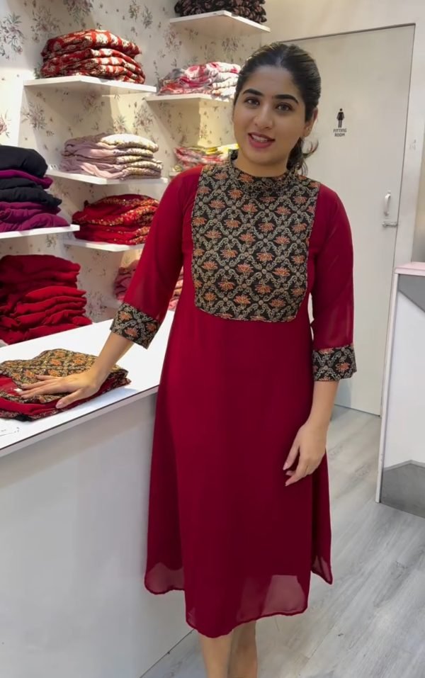 Red meroon georgette set H-05
